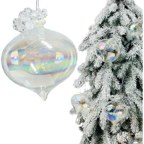 Decorazione per albero di Natale in vetro con effetto petrolio opalescente e diamanti, 12 cm (1/5)
