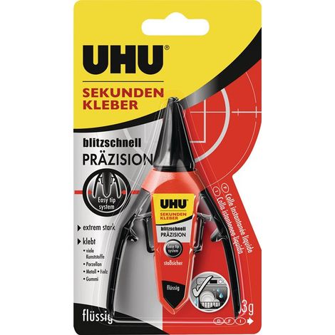 Pegamento instantáneo ultrarrápido PRECISION fluido 3 g envase UHU incoloro