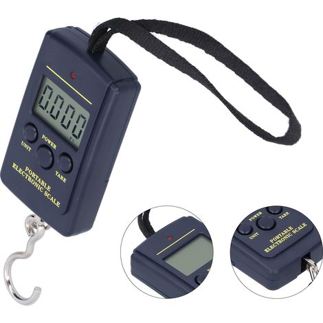 Balance électronique portable 40kg précision 10g, pèse-personne compact carré avec crochet de suspension, dynamomètre numérique réutilisable pour usage domestique et voyage. (1/5)