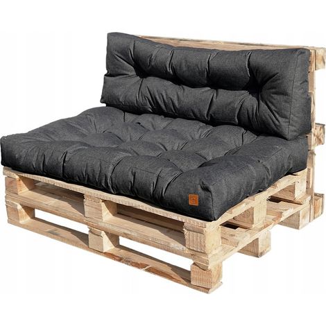 Cojines acolchados para jardín, ideales para palets europeos, 120x40 cm, color gris oscuro oxford. (1/4)
