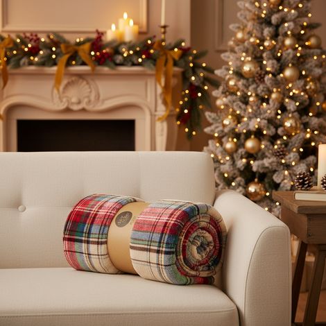 Plaid in poliestere lavorato a maglia con motivo in rattan da 150 x 200 cm -Modello 1 (1/5)