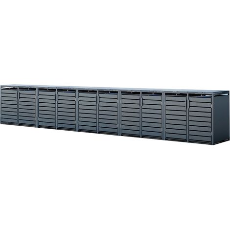 Westmann Metall Mülltonnenbox Kubus 10er  10x240 L  Anthrazit  660x80x116 cm