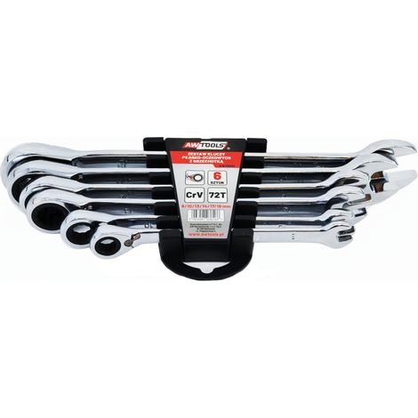 Awtools Set di 6 chiavi combinate argento 8-19 mm con cricchetto (1/3)