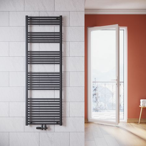 SONNI Termoarredo Scaldasalviette Verticale Radiatore ad Acqua Calda Antracite con Valvola Connessione Centrale 1800x600mm 998 W (1/5)