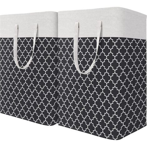 Cesto de ropa impermeable, cesto de ropa grande, dormitorio, baño, residencia estudiantil, juego de 2, negro