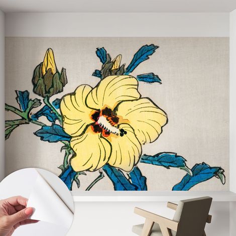 Papier peint adhésif décoratif pour salon chambre et cuisine Facile à poser avec colle Fleur jaune 152x104 cm (1/5)