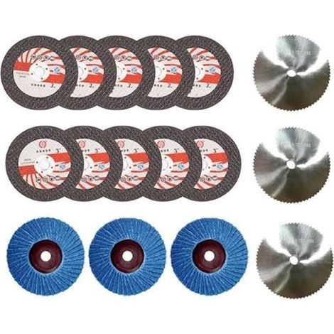 16 PièCes 75X10Mm Angle Meule Ensemble Bois MéTal Disque de Coupe HSS Carbure Feuille de Polissage pour 12V Mini Meuleuse D\'Angle (1/4)