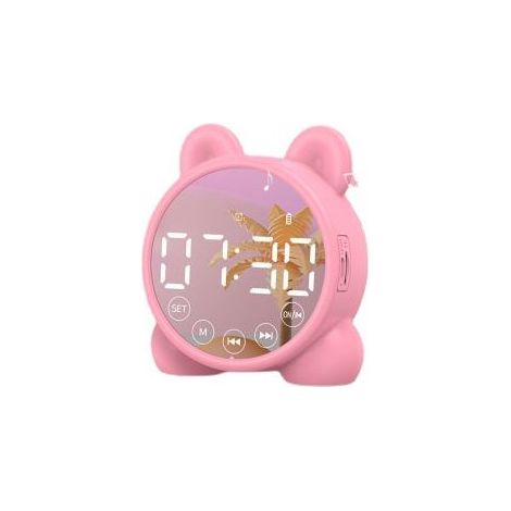 Réveil réveil Bluetooth avec veilleuse, lumière LED 3 niveaux, horloge pour enfants (rose)