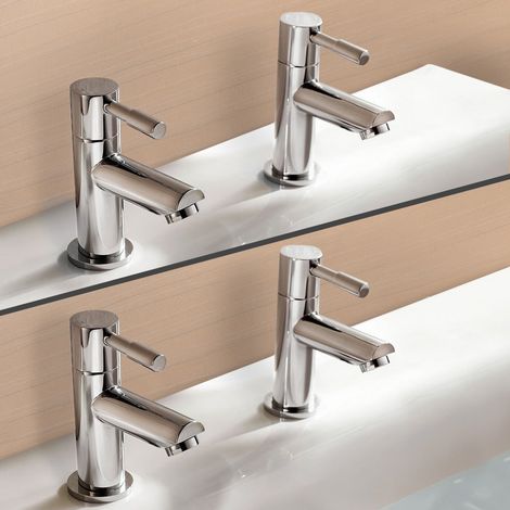 Blossom Modern Set Of Twin Hot & Cold Basin Taps And Twin Bath Filer Taps (1/4)