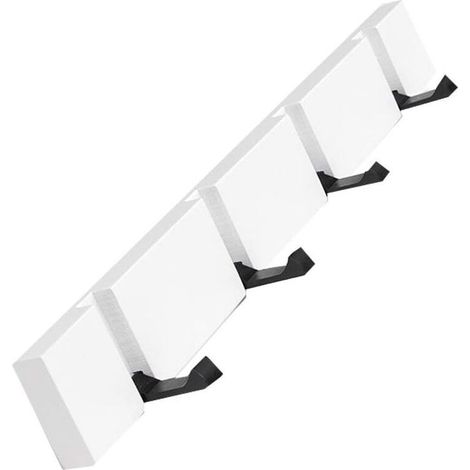 Attaccapanni a Muro appendiabiti in Legno da Parete Pieghevole Gancio per appendere Sciarpe, borse, Ombrelli, Asciugamani, Abbigliamento (4 Crochet, Bianco) (1/5)