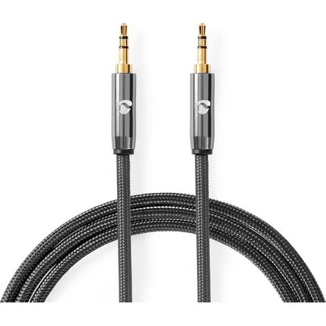 CATB22000GY50 Câble audio stéréo 3.5 mm Mâle 3.5 mm Mâle Plaqué or 5.00 m Rond Gris / Gris Métal Gun Sachet avec Fenetre (1/5)