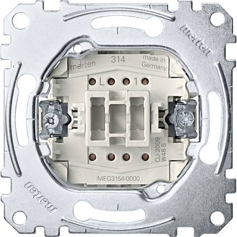MERTEN MEG3154-0000 BOUTON-POUSSOIR UNIPOLAIRE AVEC CONTACT DE SIGNALISATION SÉPARÉ ET BORNES À FICHE 10 A AC 250 V (1/2)