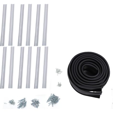 Kit de joint inférieur de porte de garage avec rail en aluminium pré-percé, coupe-froid combiné en forme de U pour la plupart des portes 6 mètres/19,7 pieds. (1/2)