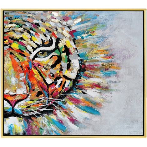 Tableau de tigre coloré cadre doré (1/2)