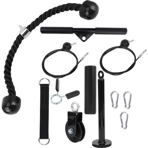 Lot de barres de traction et sangles de poulie pour équipement de fitness DIY, entraînement de force des bras et triceps, musculation à domicile (1/5)
