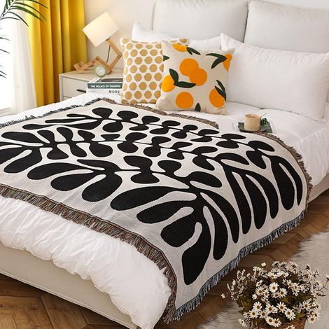 Kindfiber OÜ-Face Couvertures Coton Tissé Jetés De Lit avec Gland Jungle Style Bohême Tapisserie Châle Décorative Couverture De Camping Nappes Tapis 160x130cm (1/5)