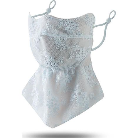 Mascherina protettiva solare con motivo floreale, lunga per viso e collo (blu) (1/2)
