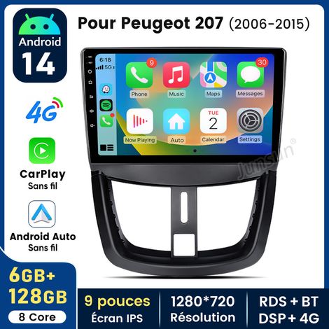 9 pouces Carplay Autoradio pour Peugeot 207 2006-2015 Android 6+128GB JUNSUN (1/5)