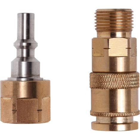 Raccord rapide à gaz avec écrou de serrage en SET avec goupille de raccord D4 avec filetage extérieur pour gaz de combustion G3/8 LH (1/5)