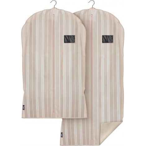 DOMOPAK - SET 2 CUSTODIE PER GIACCA E CAPPOT A RIGHE 60x100 - 60x135 cm