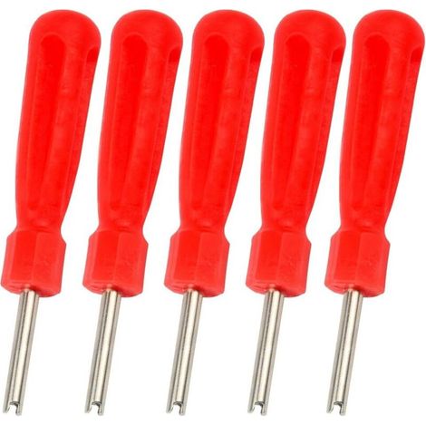 Kit de reparación de bicicletas, herramientas para válvulas de neumáticos de coche, eje de acero, llave de válvula roja, 5 piezas -Crezuo