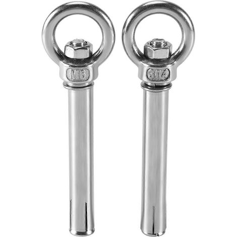 2Pcs Stainless Steel Raw Style Shield Anchor Eye Bolts M6 x 82mm-- (1/5)
