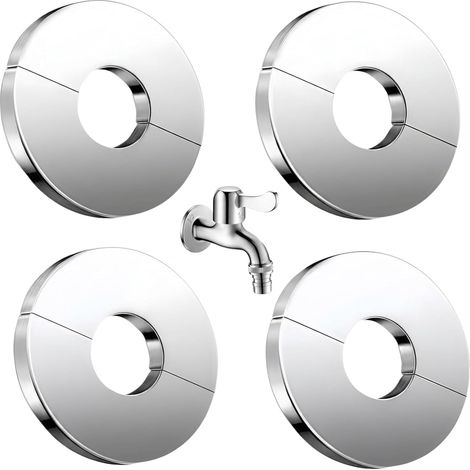 Set of 4 Stainless Steel Rose Covers Diameter 24 mm Self Adhesive for Radiator Taps and Hoses Heavy Duty for Radiator Taps and Pipes (1/5)
