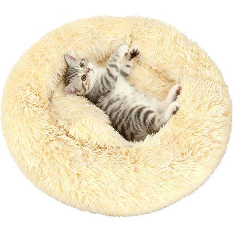 50 cm großes Hunde- und Katzenkissen, gemütlicher beigefarbener Korb, Indoor-Bett für Herbst und Winter (1/5)