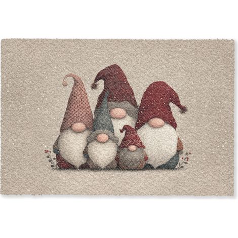 FELPUDO Gnomos - Navidad - Nieve - Sombreros puntiagudos 60x40 cm (1/5)