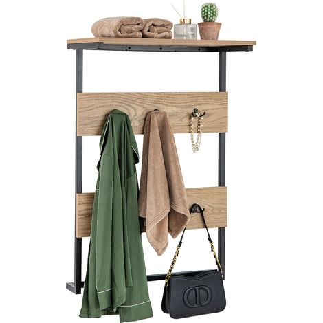 COSTWAY Entryway Wall Coat Rack Wall Mounted Coat Rack w/6 Hooks (1/5)
