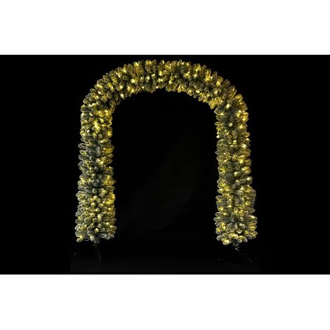Arco innevato bianco grande albero di natale con 420 Luci LED ALTO 240x200 per porte entrate folto con 1166 Cime ghirlanda Piedi Metallo Resistenti festone albero di natale Decorazione Negozi ed Event