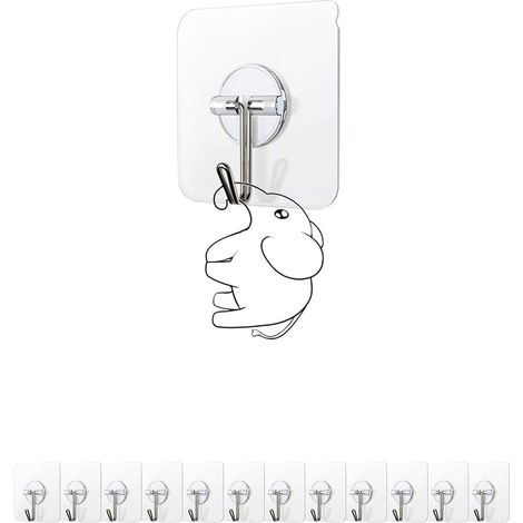 puissant adhésif Crochets max 68 kilogram/68kg – Vernis à ongles réutilisable Heavy Duty muraux 12 pcs 6.8kg Transparent (1/5)