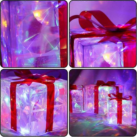 Boîte cadeau lumineuse de Noël avec lumières LED - Décorations de Noël A-- (1/5)