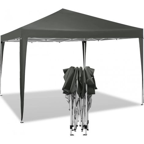 WOLTU Pavillon Pop-Up wasserdichter Faltpavillon Sonnenschutz Event Pavillon Gartenpavillon auf Terrasse Camping Festival Pagodenzelt aus Oxford Metallrahmen 3 x 3 m Grau