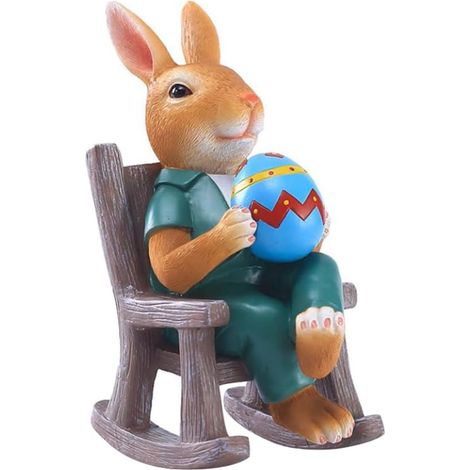 Lapin Chaise à Bascule Résine Décoration Pâques Créative Décoration Intérieure Unique (1/5)