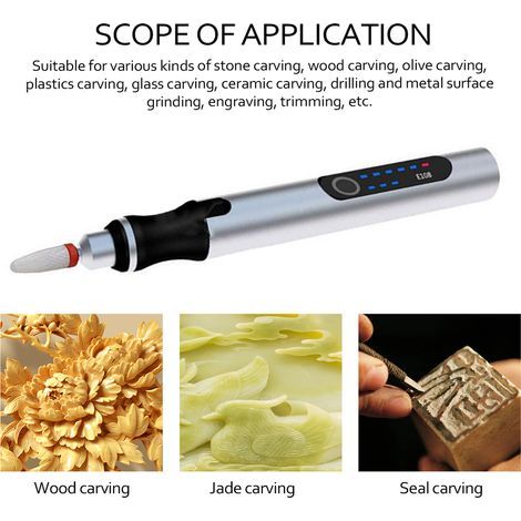 Stylo à graver portable, mini perceuse électrique, stylo à graver avec affichage LED de la vitesse, machine à graver, outils de gravure, meuleuse rechargeable (1/5)