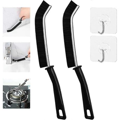 SCSYV Lot de 4 brosses de nettoyage à poils durs pour les interstices et les recoins, outil de nettoyage compact pour les petits espaces, idéal pour les carrelages de salle de bain, cuisine et fenêtre (1/5)