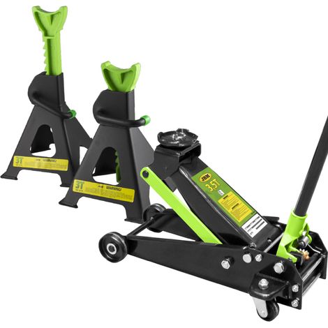 Sollevatore idraulico a carrello 3.5 t con coppia cavalletti 3.5 t cric auto portata 3.5 ton con alzata da 145 a 500 mm perfetto kit officina e garage