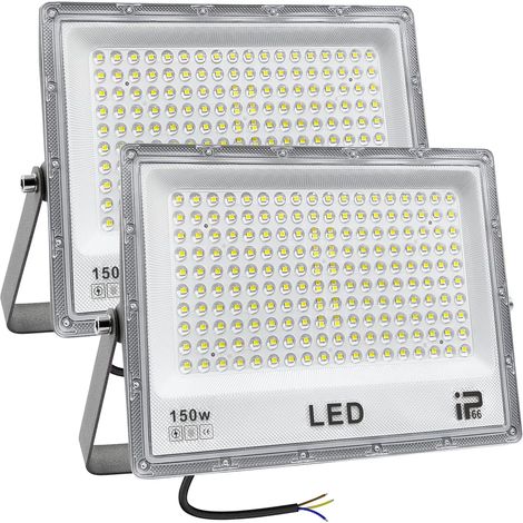 2 Pièces Projecteur LED Extérieur 150W，6500K Blanc Froid，14750LM Super Lumineux,IP66 Étanche, 192 LEDs,Spot Extérieur pour Jardin, Cour, Garage, Atelier, Couloir et Éclairage de Sécurité