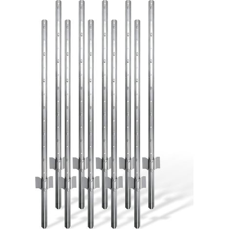 Poteaux de clôture en acier avec ancrages au sol, 90 cm, lot de 10 (1/5)