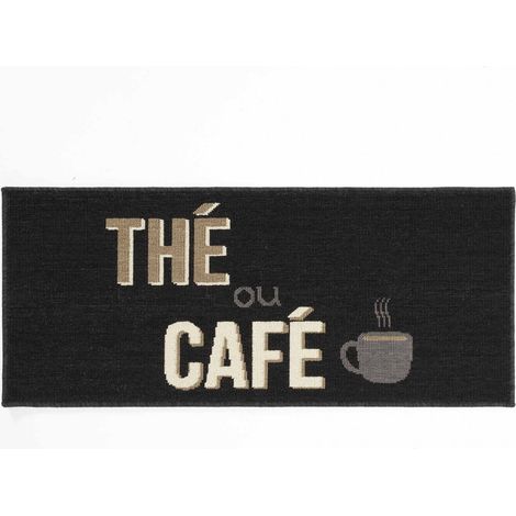 Tapis antidérapant - 50x120 cm - Thé ou café - Noir (1/5)