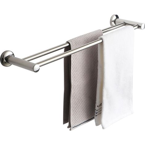 Barre porte-serviettes double 50,8 cm acier inoxydable poli, avec vis, pour salle de bain