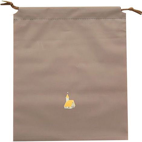 Sac à cordon pour vêtements à motif dessin animé mignon, pochette de rangement pratique pour les voyages (M, marron) (1/2)