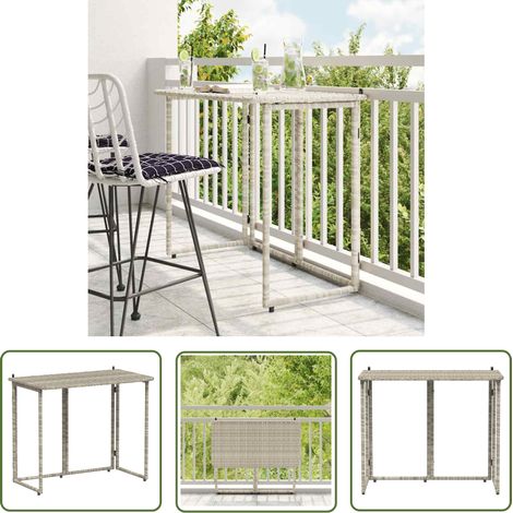 vidaXL Gartentisch Klappbar Hellgrau 90x51x75 cm Poly Rattan (1/5)