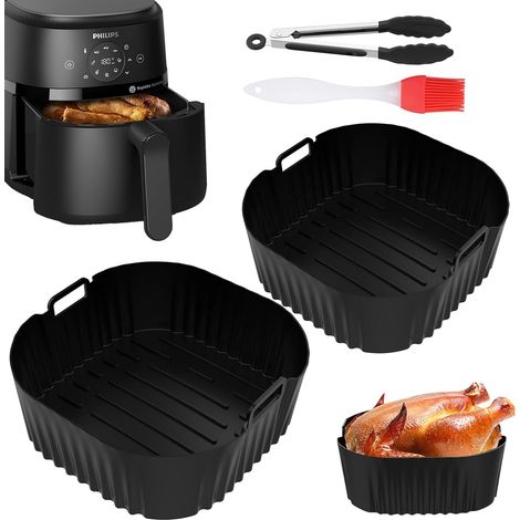 2 Moule Silicone Pour Friteuse Air Philips 4.2L, Résistant Chaleur 200°C, Accessoire Cuisine Lavable