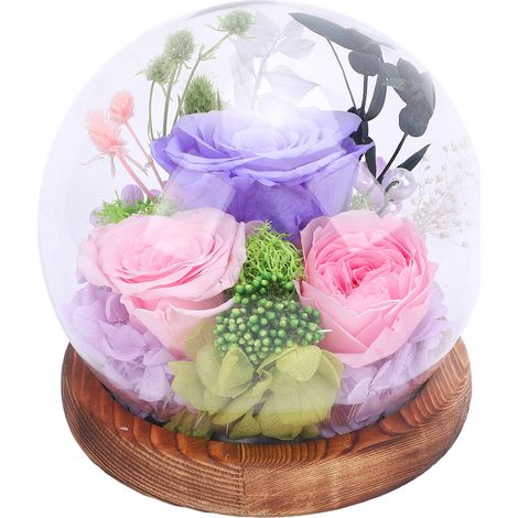 Globe lumineux en verre à fleurs, lampe de bureau LED multifonctionnelle exquise, Type 2 (1/5)