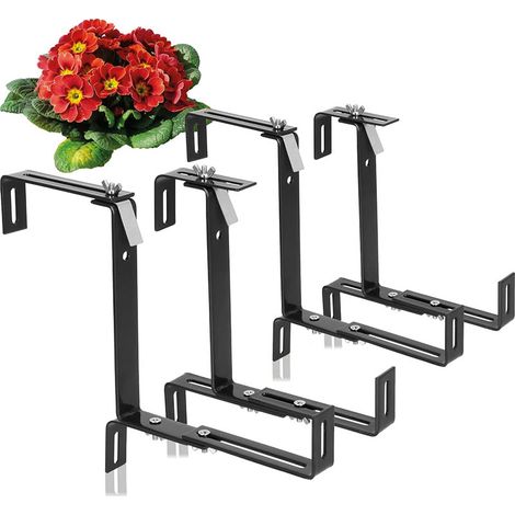 Lot de 4 supports réglables en acier inoxydable pour jardinières (balcons et balustrades) (1/5)