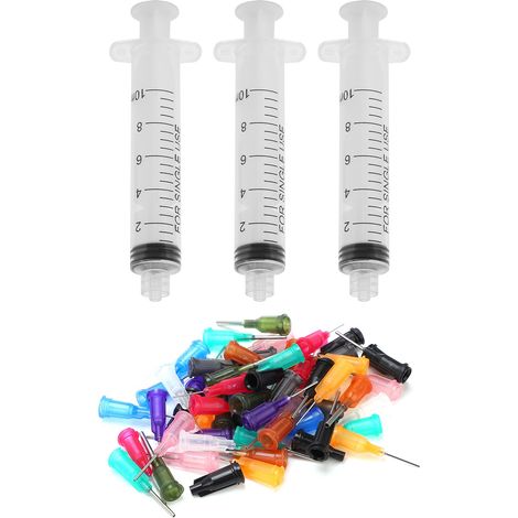 60 Seringues Plastique 10ML avec 3 Aiguilles, Kit Seringue Jetable à Vis, Outil Manuel Industriel pour Précision (1/5)
