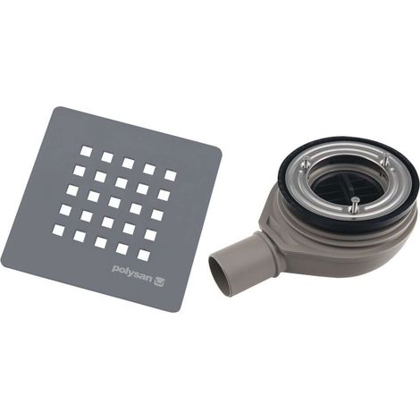 Polysan - Sifón para plato de ducha Treneca, diámetro 90 mm, con tapa, gris mate. 84999.31 (1/4)