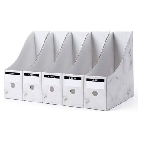 Pack Porte-revues, présentoir à magazines, boîte de rangement, organiseur, papier A4, porte-revues pour bureau, école, maison (blanc) (1/4)